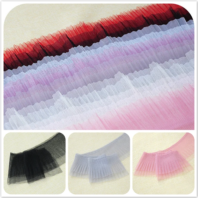 

12cm Wide Mesh Organ Pleated Tulle Lace Children's Dress Skirt Swing Toy Doll Fabric Curtain DIY Handmade Material Accessories