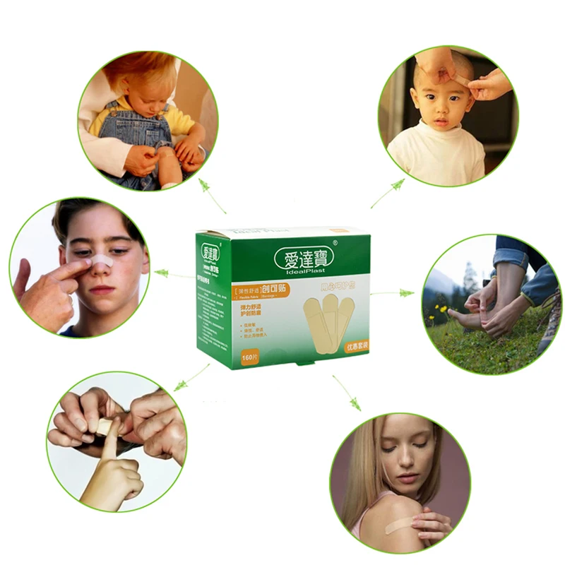 160 Pcs Medical Band Aid Breathable Hemostasis Adhesive Bandage Wound First Aid Supplies Emergency Kit Band-aid Paste for Family (1)