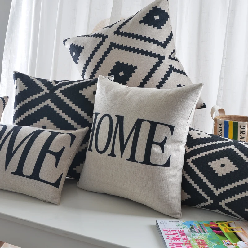 Nordic Black and White Geometric Throw Cover Pillow Cushion Square Case Decor 