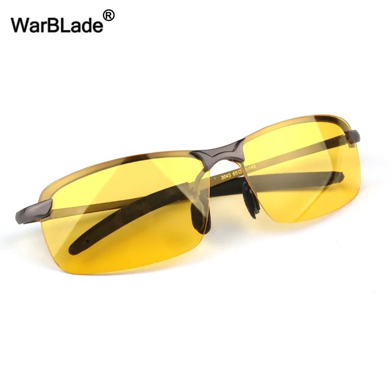 WarBLade Новый Для мужчин Поляризованные Вождения Солнцезащитные очки Желтый линзами Ночное видение вождения очки Polaroid очки уменьшить блики для Для мужчин - изображение