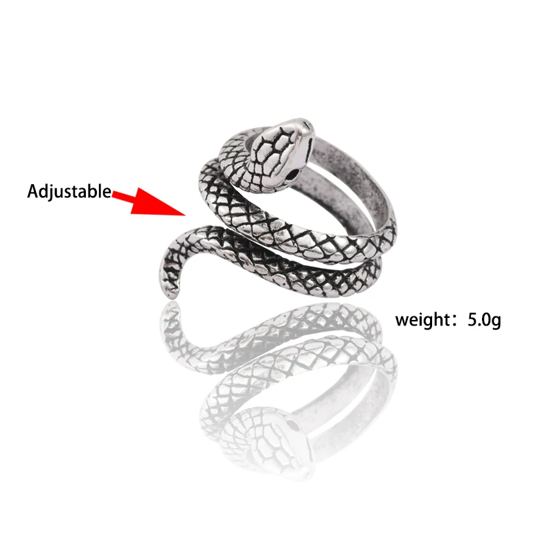 yfigo Snake Ring Animal Punk Vintage Ring for Men Women Retro Opening Adjustable Ring 