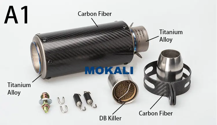 Mokali Универсальный Титан& мотоциклетный, из углеродного сплава выхлопных газов для Tmax 500 escapamento de moto для BMW S1000RR moto глушитель выхлопной трубы дБ убийца - Цвет: TYPE A1