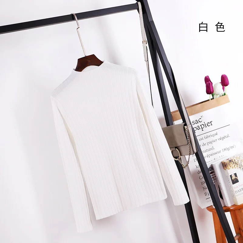 Korean Half Turtleneck Knitted Sweater Women Pullover Ribbed Sweater Ladies 2018 Fall Winter Basic Thick Warm Slim Jumper Tops Korean Half Turtleneck Knitted Sweater Women Pullover Ribbed Sweater Ladies 2018 Fall Winter Basic Thick Warm Slim Jumper Tops