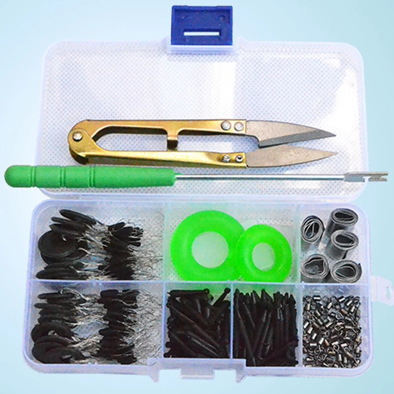 

Fishing Tackle Boxes Fishing Float Accessories Lead Leather Space Bean Hook Detacher Rod O Ring Fishing Tools with Box X324
