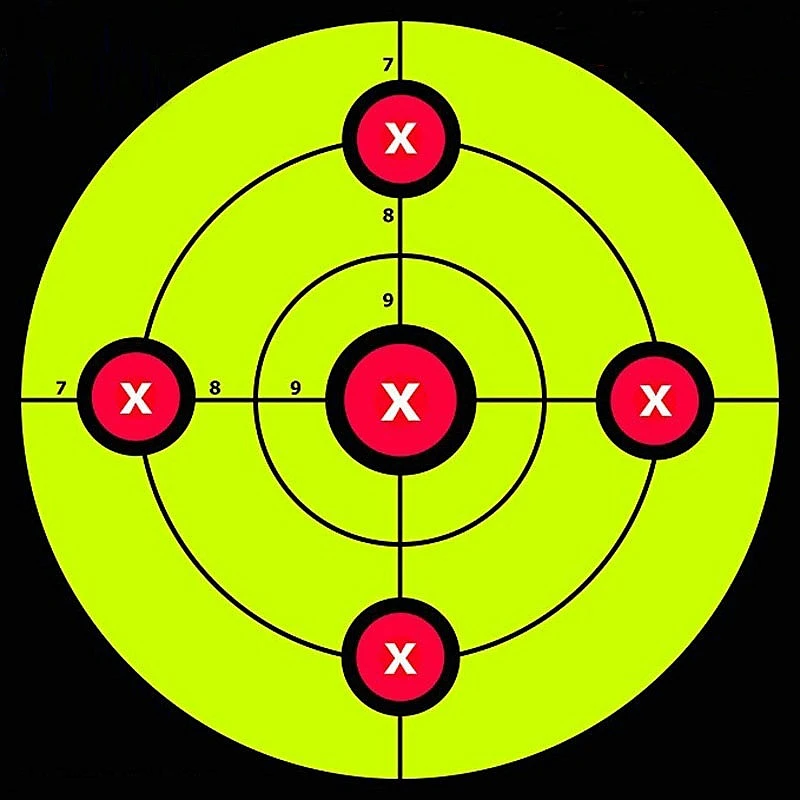 

Sight-In Shooting a Set Stickers 8 X 8"Maximum Visibility Bullseye Sight-In Targets for Shooting-Neon Green Bright and Colorful