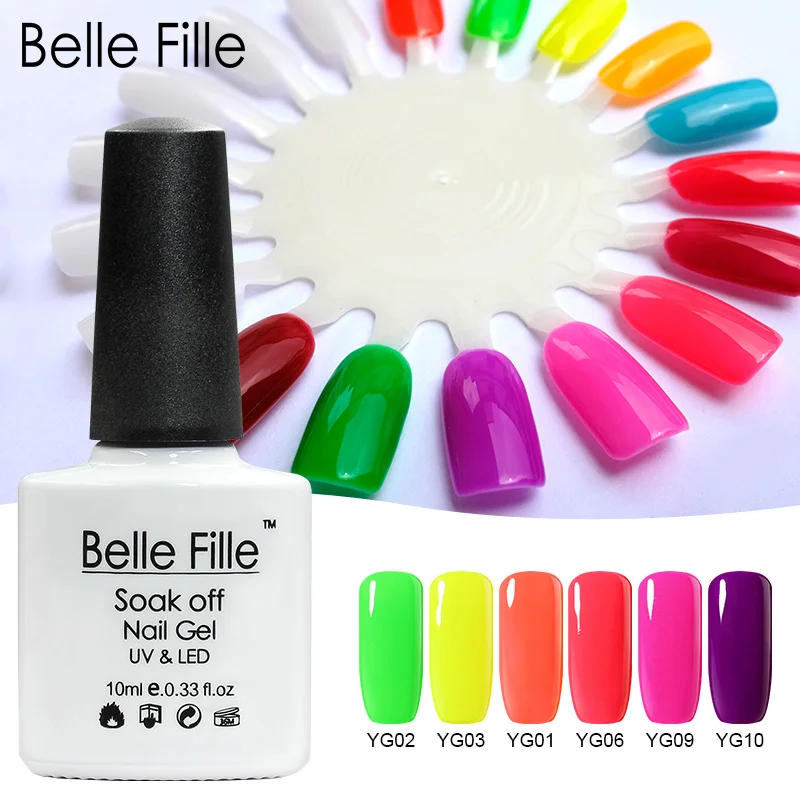 Belle Fille гель лак для ногтей маникюрный УФ отмачиваемый неоновый Vernis