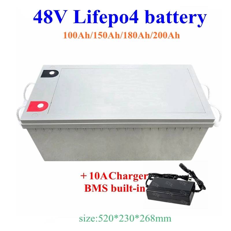 48V 100Ah 150Ah 160Ah 180Ah 200Ah LiFepo4 литиевый аккумулятор BMS 16S для Инвертор солнечной энергии аккумуляторной батареи лодка, дом на колесах+ 10A зарядное устройство