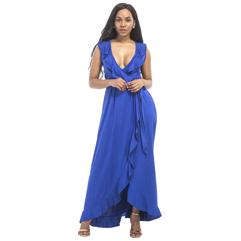 ShejoinSheenjoy Sexy Deep V-Neck Ruffles Women Long Dress Waist Drawstring Split Sleeveless Summer Dress Plus Size Maxi Dresses (18)