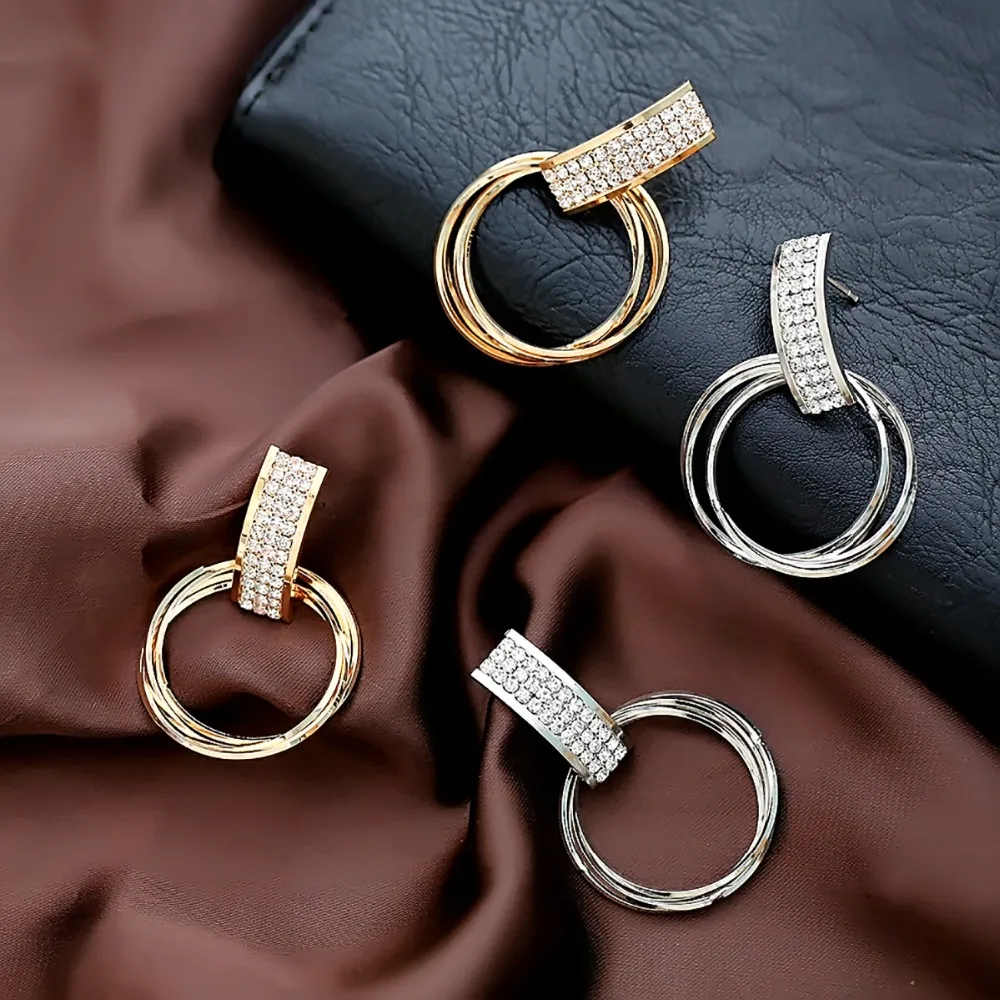 Zinc Alloy Round HOOP Earrings Simple Europe trendy style 2Color new arrival | Украшения и аксессуары