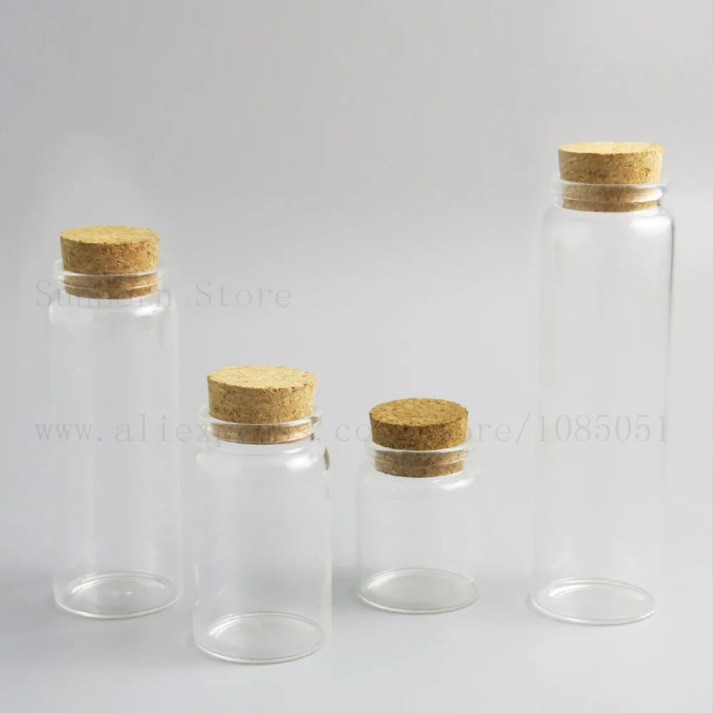 Wholesale 50pcs 30ml 27x79mm Small Empty Clear Glass Bottles Vials with Cork 