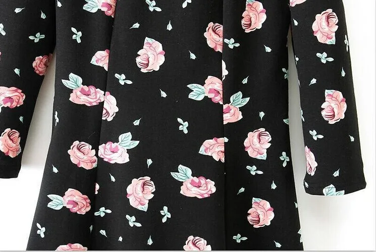 Розы Весна европейский стиль Модное тонкое платье с длинными рукавами приталенное женское платье s m l xl