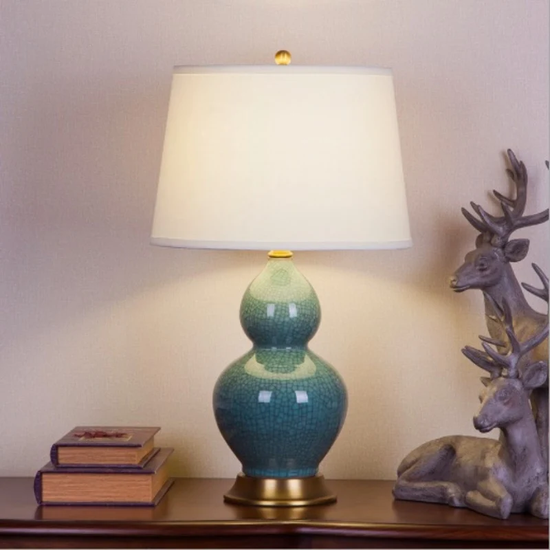 

Vintage Novelty Handmade Chinese Ceramic Fabric Led E27 Table Lamp for Living Room Bedroom Wedding Decor AC 80-265V H 64cm 1629