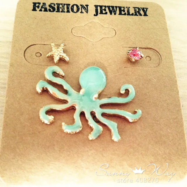 Timlee e145 frete gr tis polvo bonito strass estrelas do mar do parafuso prisioneiro brincos set