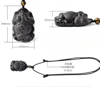 

WAN Natural black stone Toad Three-legged Kim Min mascot Necklace Pendant