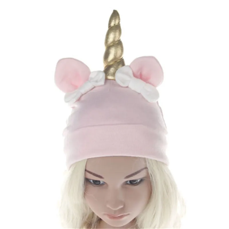 

Christmas Kids Hats for Girls Unicorn Pattern Soft Children Hat Girl Knot Cap Boy Cute Skullies Beanies Xmas Costume Bonnet