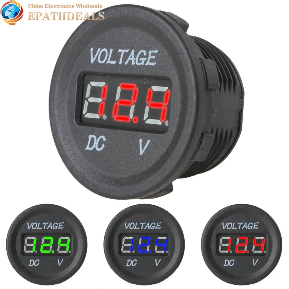 Waterproof 12V 24V Car Motorcycle Voltmeter LED DC Digital Volt Voltage