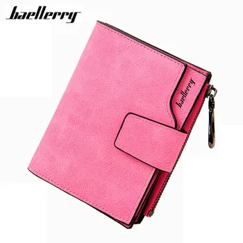 

Baellerry Solid Small Purse Carteras Zipper Matte PU Leather Women Wallet Mujer Femininas short mini wallet bifold purse Clutch