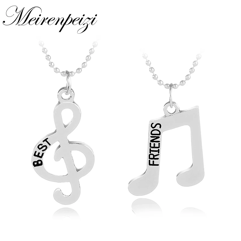

Music Note Clef Symbol BFF Best Friends Friendship Forever Necklace Set Gift For Women Girls 2PCS