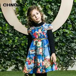 Платья для девочек; детская одежда; коллекция 2017 года; брендовые зимние праздничные платья принцессы для девочек; одежда с принтом; детское