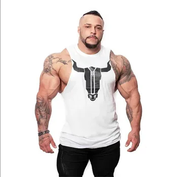 

2019 Summer Men Sport Vests Cotton Mens Running Tank Top printing Sleeveless Men shirt Gym Bodybuilding Sport men Vest