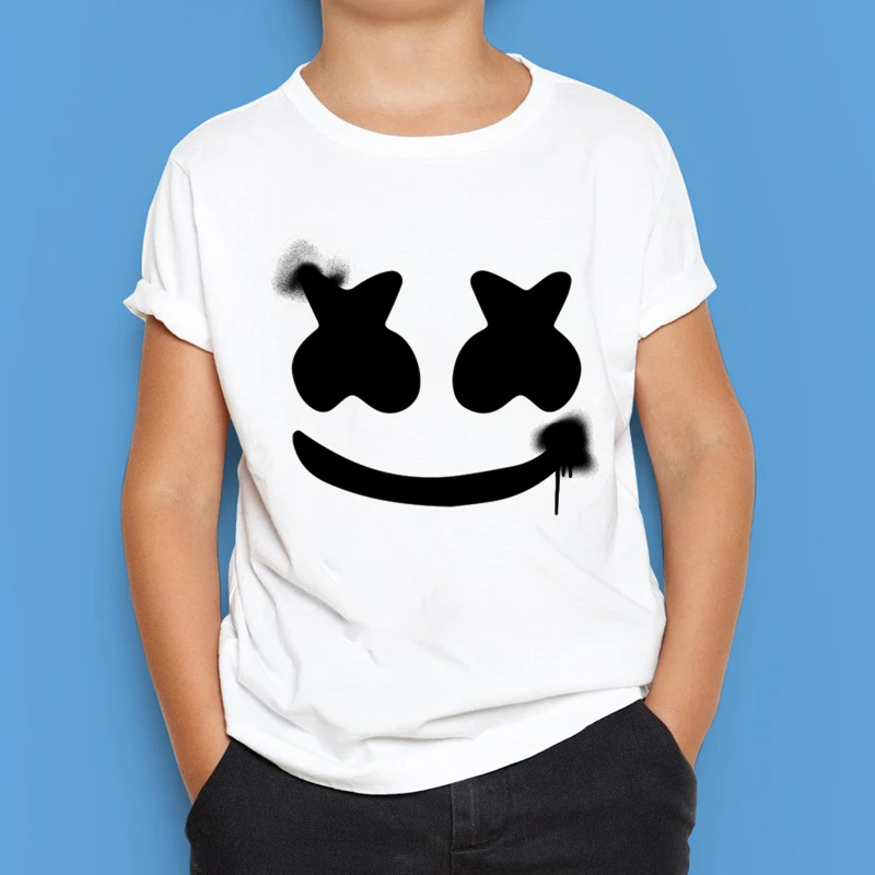 

Girl/Boy DJ Marshmello Print T Shirts 2019 Kid's Summer Funny Custom T Shirt Print Your Name Gift Dropshipping