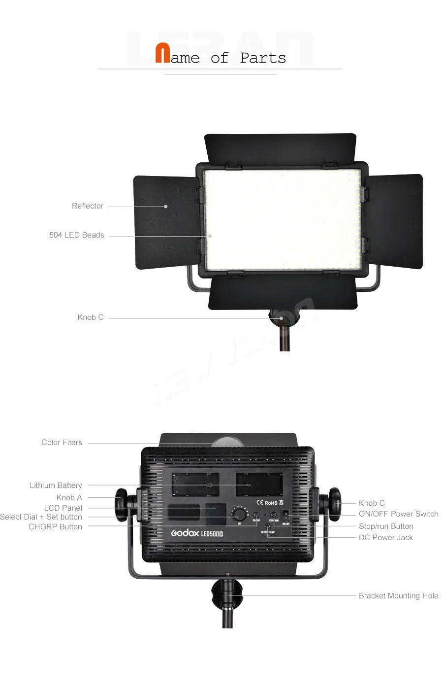 Godox светодиодный 500 W 5600 K белая лампа Светодиодный Свет непрерывного освещения беспроводной пульт дистанционного управления