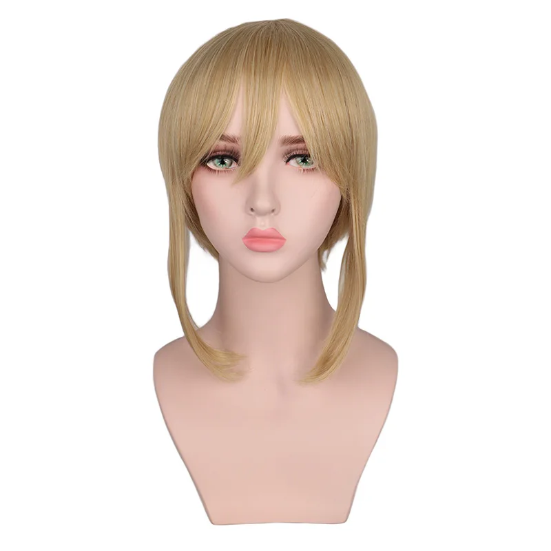 QQXCAIW Cosplay largo ondulado mezclado rubio con 2 colas de caballo 50 Cm pelucas de pelo sintético