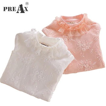 

Baby Girls T Shirt 2018 Kids Spring Fashion Lace Flower T-shirt Long Sleeve Blouse Princess Pink and White Tops Girls Clothes