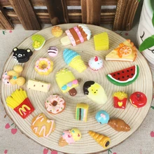 Random Mix 20Pcs Kawaii Flat Back DIY Miniature Artificial Fake Food Cake Resin Cabochon Decorative Craft Play Doll House Toy