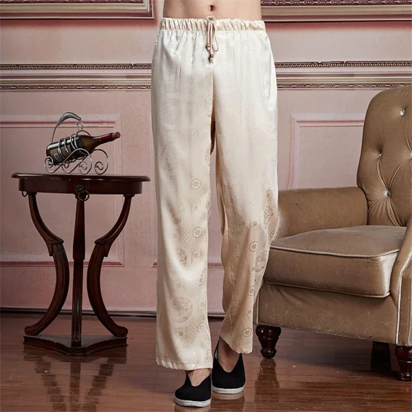 Белые китайские мужские атласные брюки Wushu мужские брюки кунг-фу masculina roupas Tai Chi одежда Размер M до XXXL 2519-4