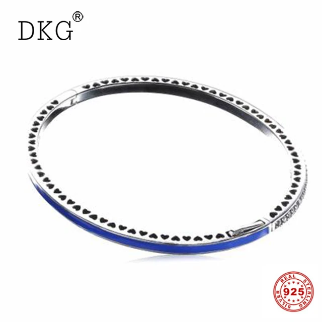 

Real 100% 925 Sterling Silver Radiant Hearts of Pan Bangle Clear CZ Fit Original Women Bead Charm Basic Bracelet DIY Jewelry