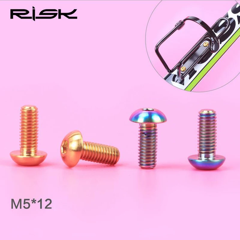 

RISK High Quality Anti-rust Titanium alloy Bicycle Bottle Holder Screw Bolt M 5 x 12 TC 4 bike bottle cage screws C 0688