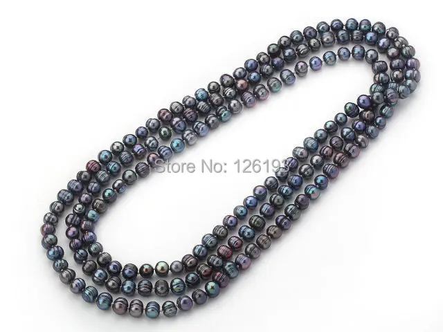 

Nice Long Style 8-9mm Black Natural Freshwater Pearl Necklace - 160cm of Pearls