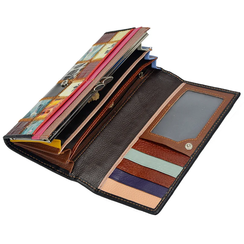 Kopen 2019 Nieuwe Mode Echt Leer Vrouwen Portemonnee Vrouwelijke Hasp Portemonnee Lange Portemonnees Dames Plaid Portemonnee Koeienhuid Lange Portemonnee