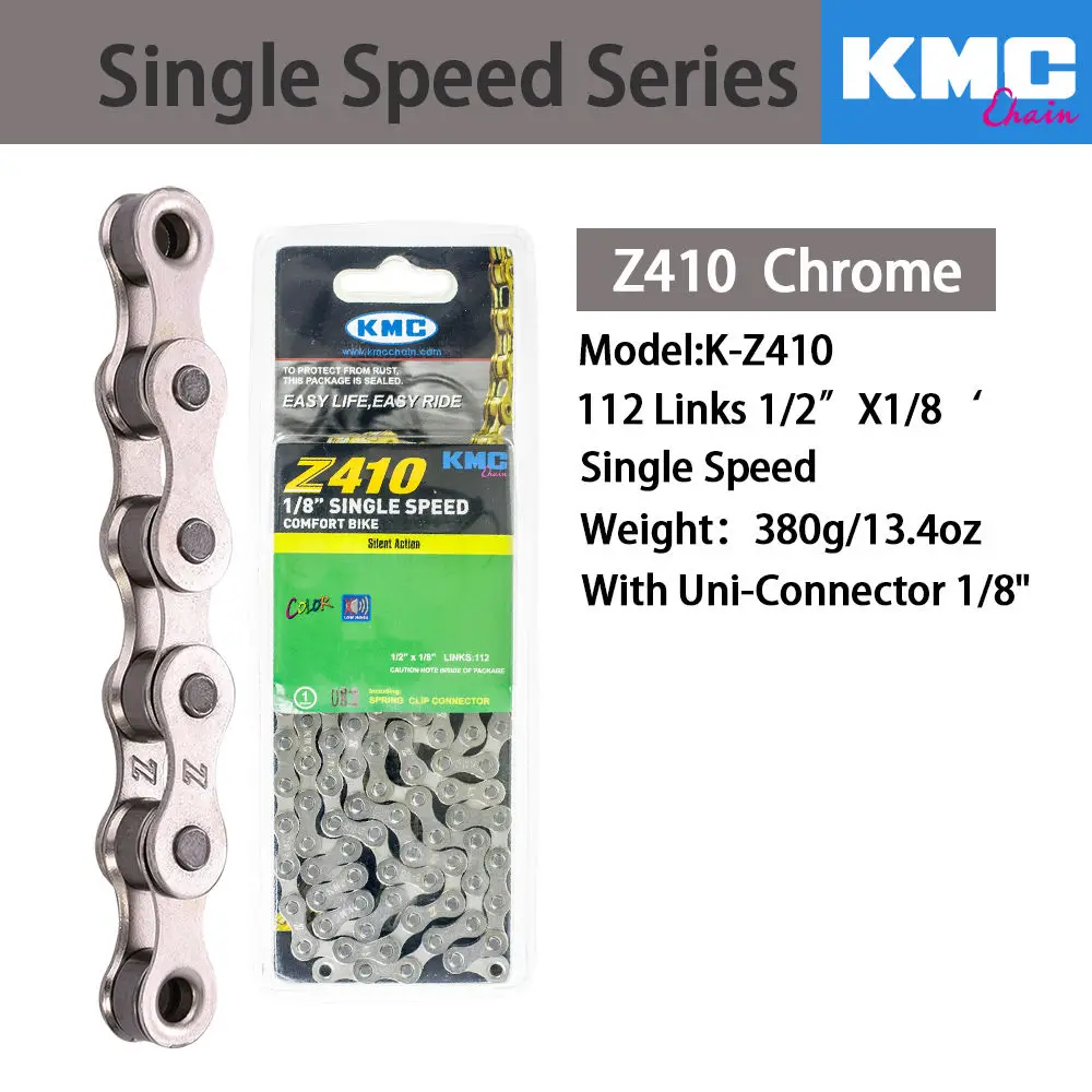 Cheap KMC Z410 1/8 Single Speed Chain Fixed Gear bicycle Chain 112L Urban Leisure Bike Folding Bike Chain Multi-Color  Bike Chain 390g 3