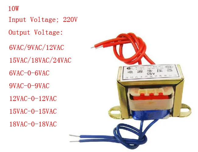 

10W EI Ferrite Core Input 220V 50Hz Vertical Mount Electric Power Transformer Output Voltage Single/Doubel 6V 9V 12V 15V 18V 24V