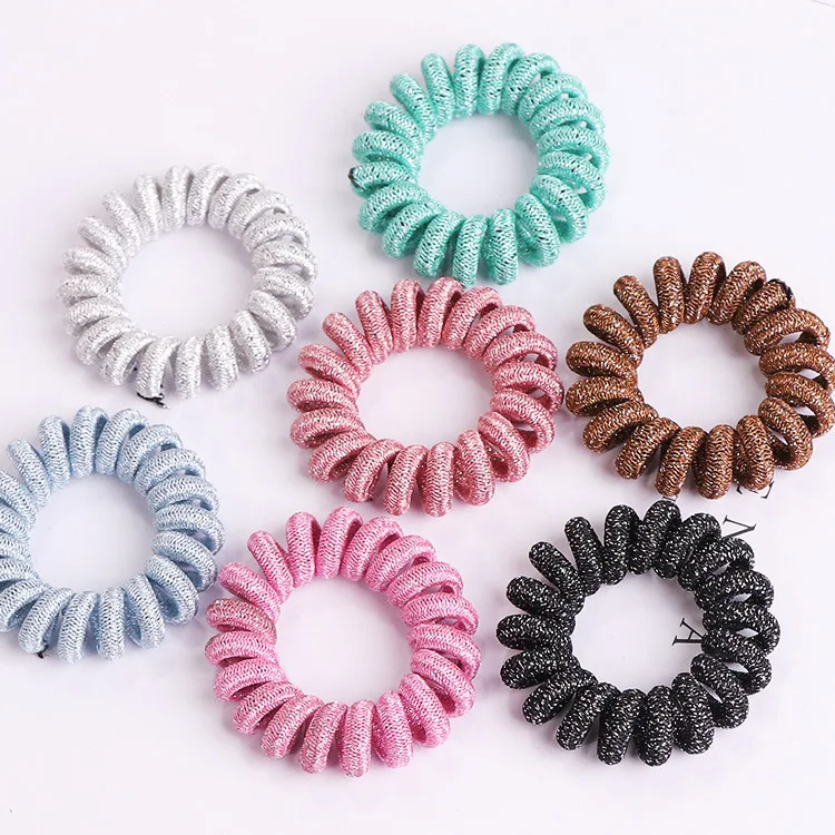 Women Hair Accessories Candy Color Telephone Ring Elastic Hair Bands Spring Bands