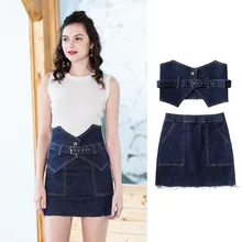 Джинсовая юбка женская 2 шт Мини облегающая бандажная юбка женская