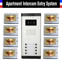 Apartment Intercom System 7 Inch Monitor Video Door Intercom Doorbell Kit 8 Units Apartment Video Door Phone interphone System