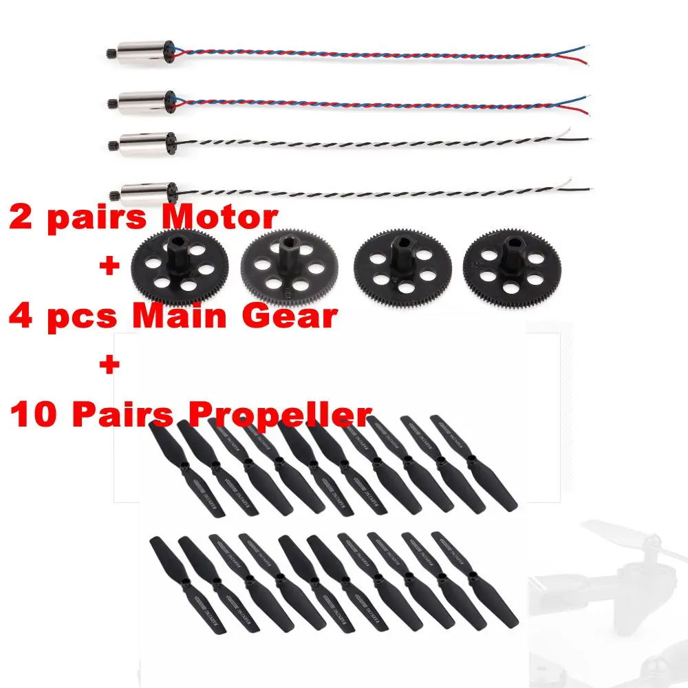10 Pairs Propeller CW CCW & 2 pairs Motor & 4pcs Main Gear for VISUO XS809W XS809HW FPV Drone RC Quadcopter RC Part Combo Set (12)