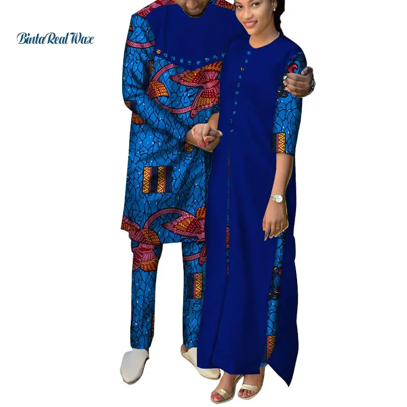 Африканская одежда для женщин Анкара печати Длинные платья мужские рубашки и брюки наборы любовник свитшот для пар африканский дизайн