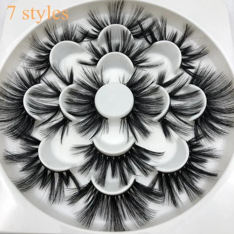 

Buzzme 6Dstyle 25mm lashes 7 styles in one tray 6D faux mink eyelashes dramatic volumn 7 pairs per pack strip false eyelash