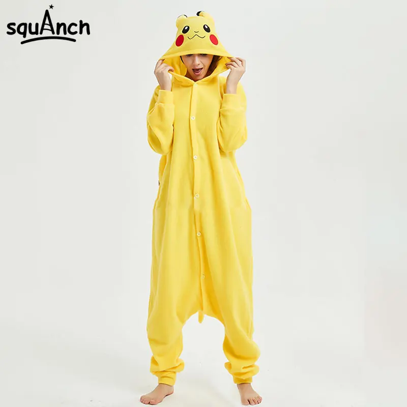 

Pokemon Pikachu Kigurumi Onesie Polar Fleece Pajama Adult Women Men Party Suit Funny Cute Animal Cartoon Sleepwear Anime Outfit