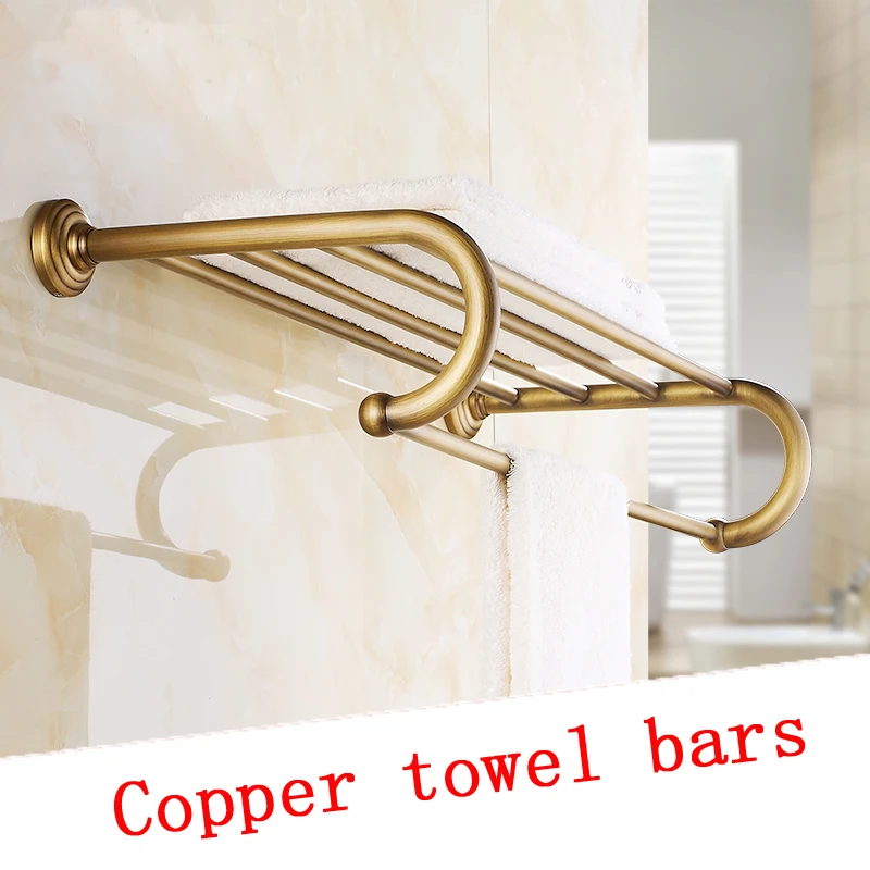 50cm Brass antique hotel bathroom towel holder with bars vintage, Retro