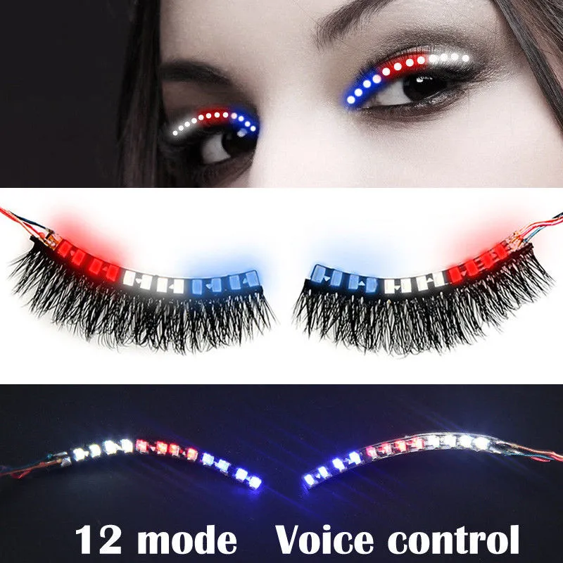 Waterproof Luminous LED Lashes False Eyelashes Colorful Electronic