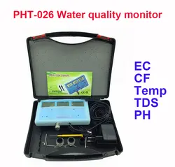 PHT-026 6 в 1 Multi-Функция Качество Воды Метр Тестер EC CF TDS PH градусов C и F + Встроенный Перезаряжаемые Батарея