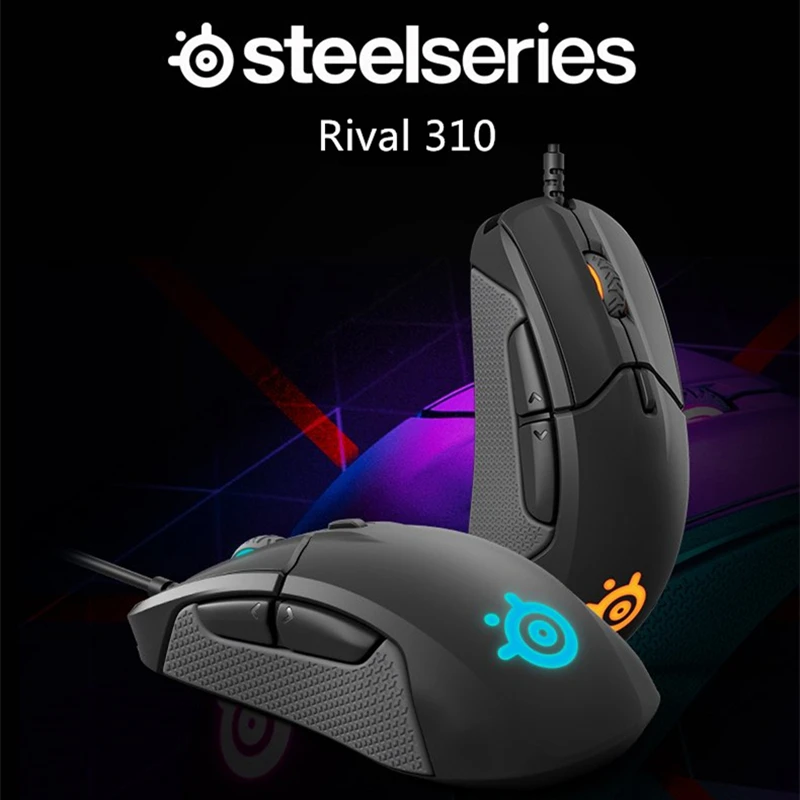 Tanie SteelSeries Rival 310 RGB FPS optyczne usb przewodowa mysz do gier z 12000 CPI podzielone przyciski spustowe do CS LOL CF