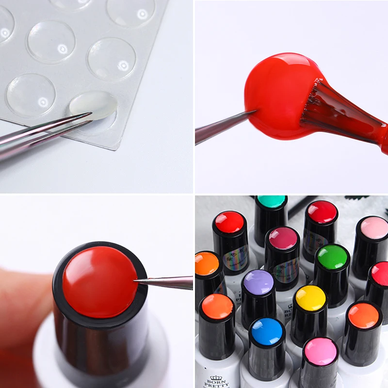 

BORN PRETTY 25Pcs Transparent Nail Button Sticker for Gel Display Adhesive Silicone Paster Button Label Manicure Nail Tool
