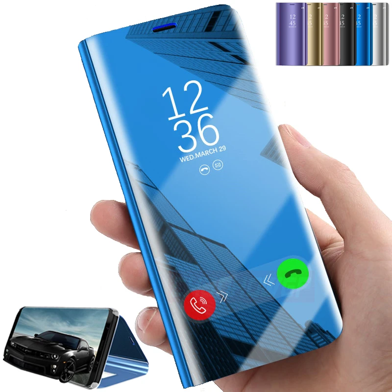 Luxury-Flip-Mirror-Plating-Case-For-Samsung-Galaxy-A3-A7-A5-2017-A8-2018-Full-Cover