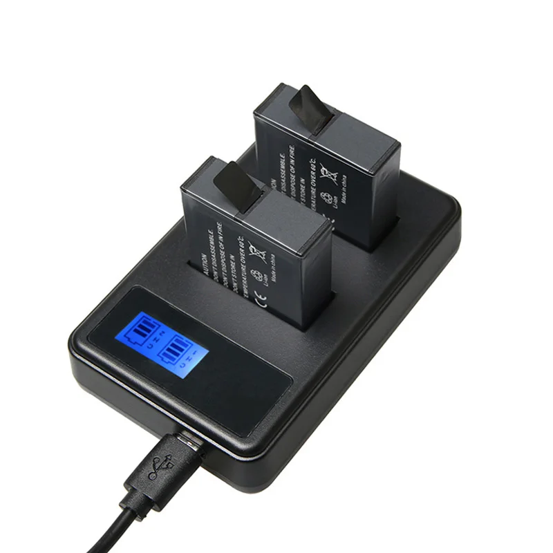 Price 2Pcs Hero6 7 8 Hero 5 Batteries+LCD Smart Display quantity of electricity Charger For GoPro Hero 7 5 6 Black Action Acceessories